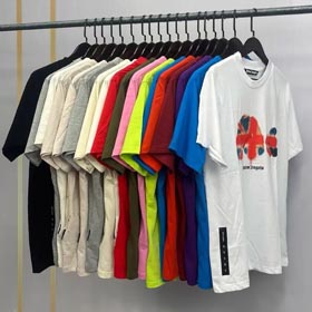 Palm Angel Vertical striped letter foam print bat Fashion T-shirts-1623  