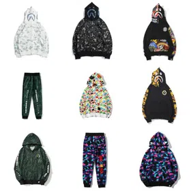 A BATHING APE x KID CUDI collaboration camouflage shark hoodie-5149  